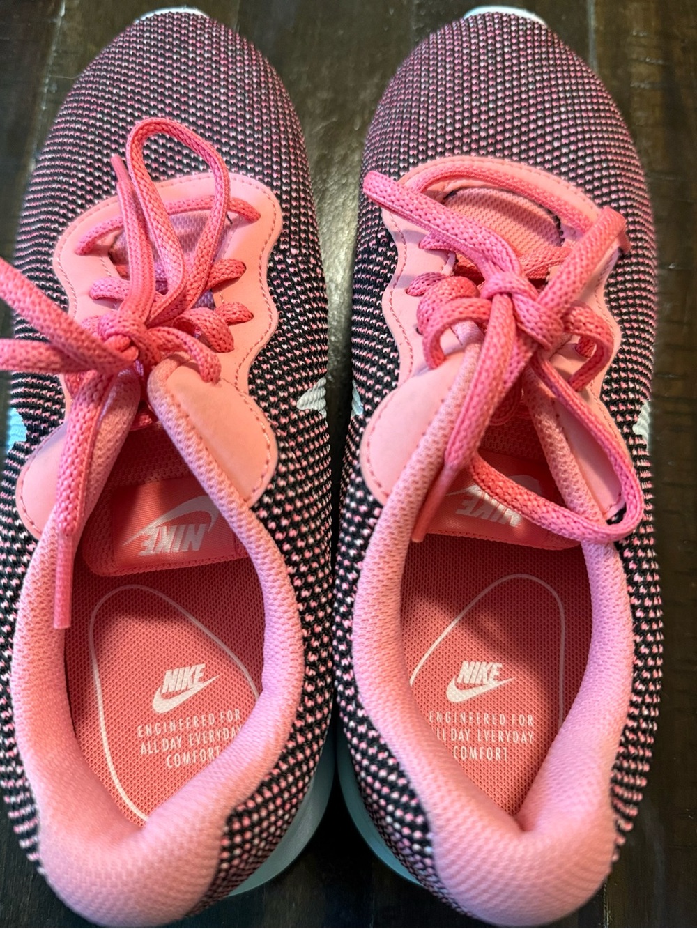 Nike Pink and Black Knit Slip-On Sneakers